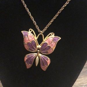 Long Gold Butterfly Necklace
